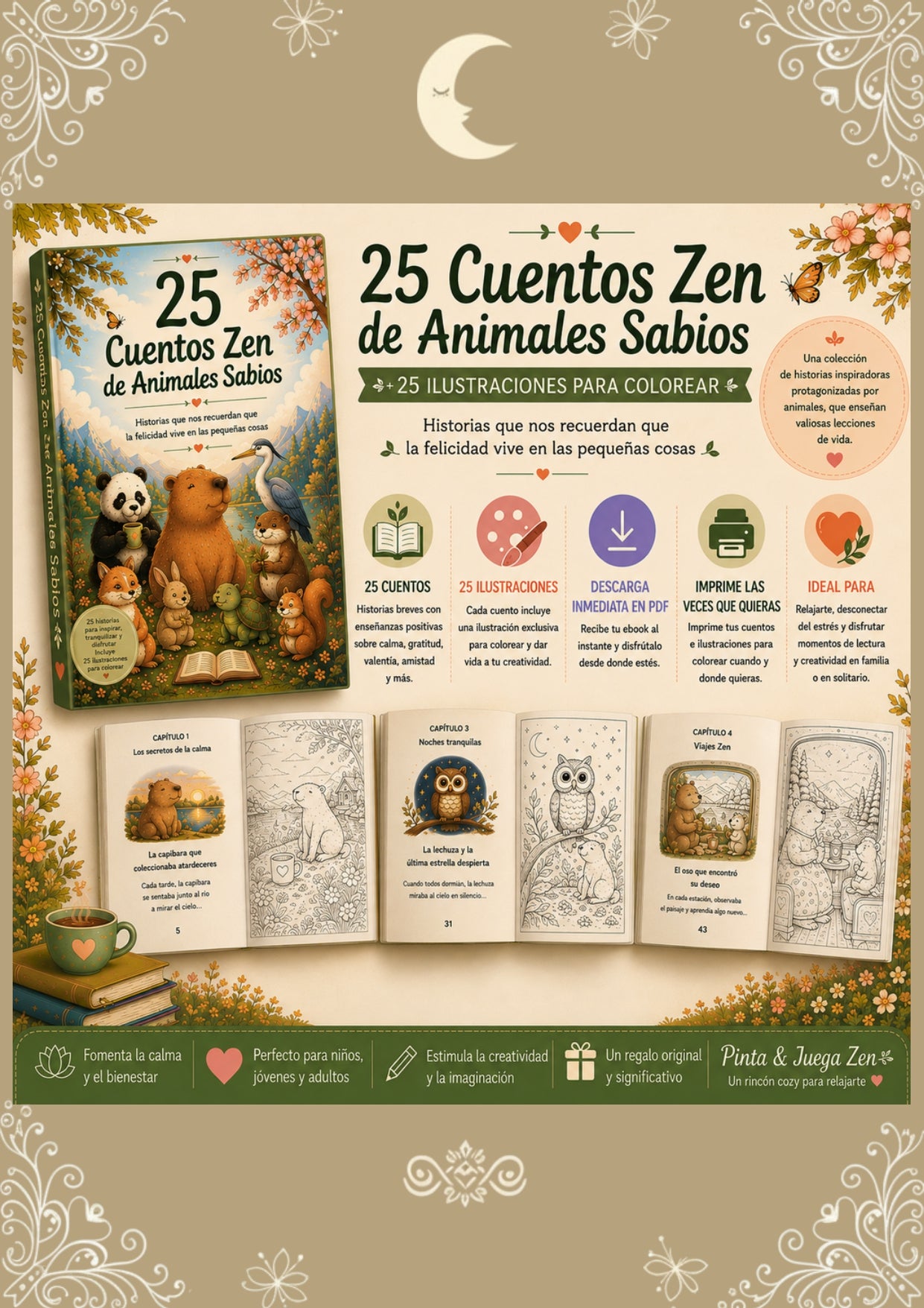 25 Cuentos Zen de Animales Sabios + 25 Ilustraciones para Colorear